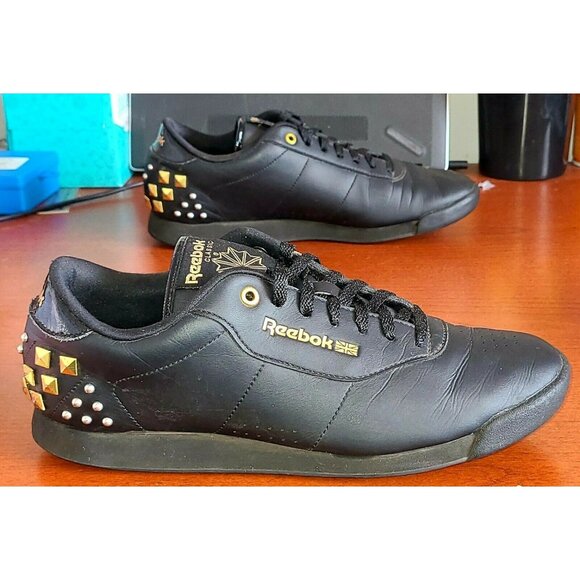 REEBOK ALICIA KEYS BLACK PRINCESS Studded SHOES WOMAN'S Sz. 9.5 Narrow Sneakers - Picture 6 of 8